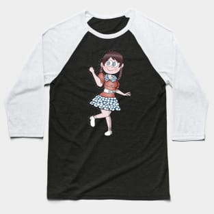 American Girl Wearing Pretty Patriotic Polka Dot Dress Baseball T-Shirt